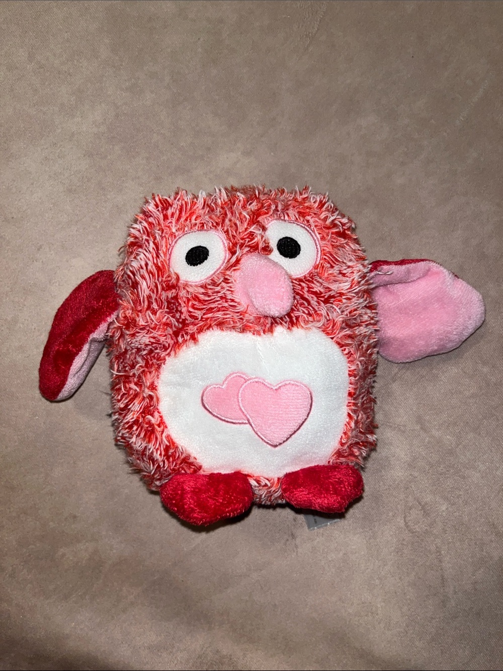Plush Red & Pink Heart Owl